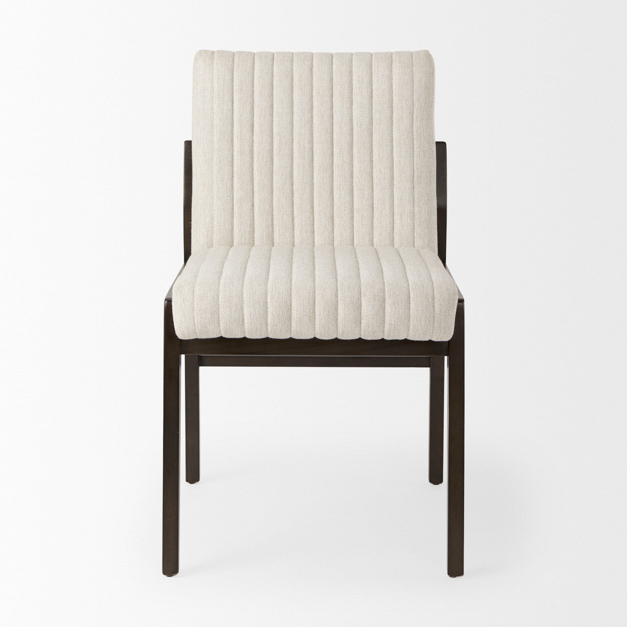 Tahoe Cream Upholstered and Black-Brown Wood Armless Dining Chair