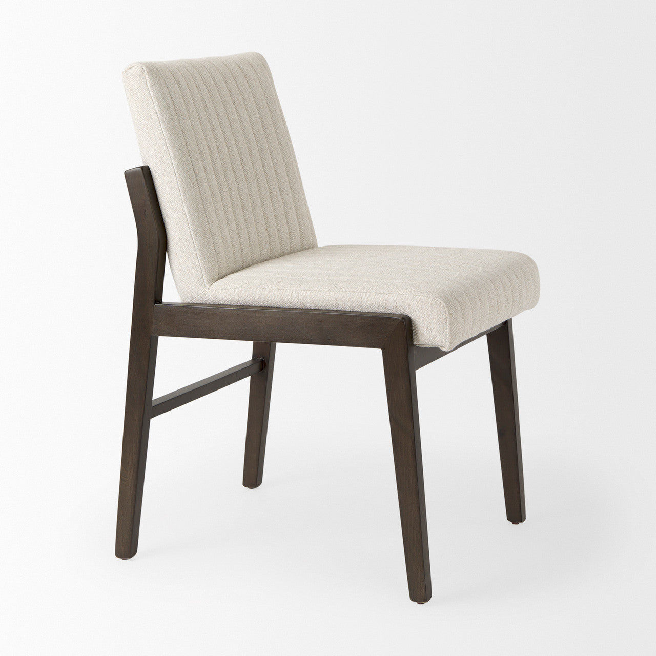 Tahoe Cream Upholstered and Black-Brown Wood Armless Dining Chair