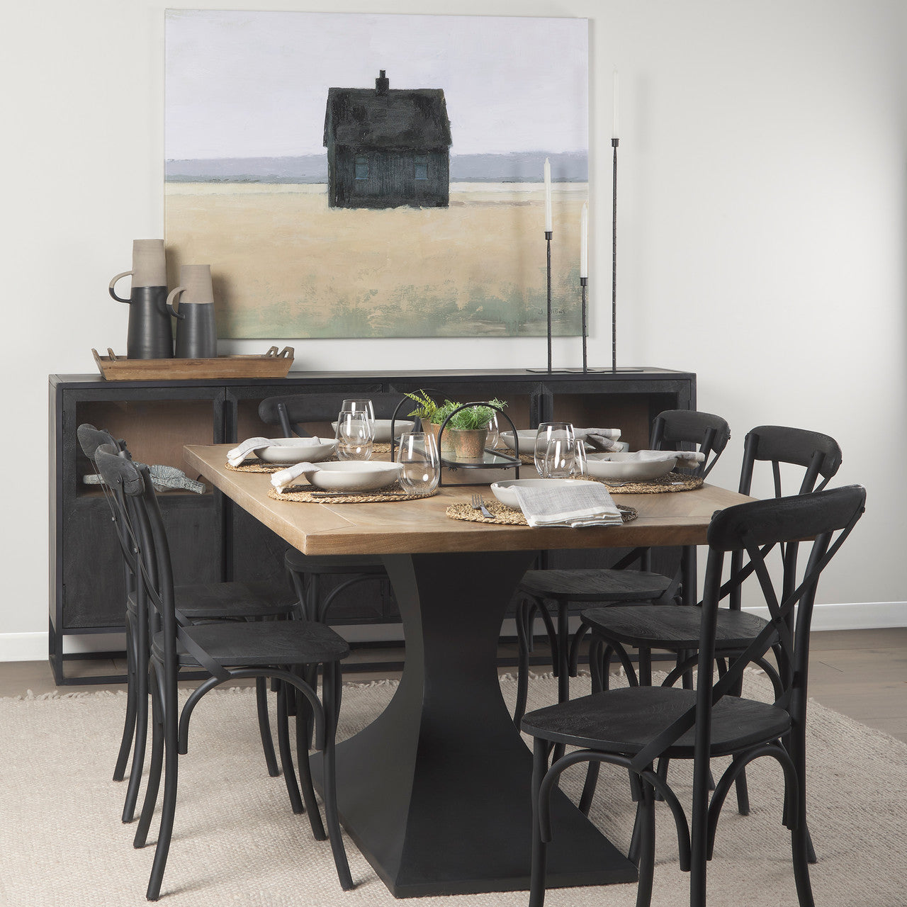 Porter 4.5L x 4.5W x 12.0H Small Black Iron Candle Holder