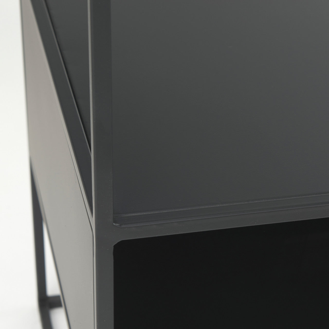 Samson 15.7L x 15.7W x 21.3H Side Table Matte Black Metal and Glass