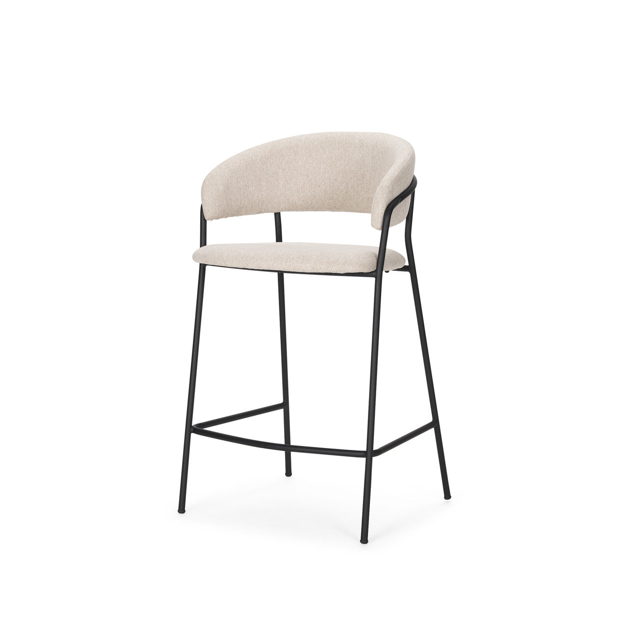 Carolyn Counter Stool w/ Oatmeal Fabric & Matte Black Metal