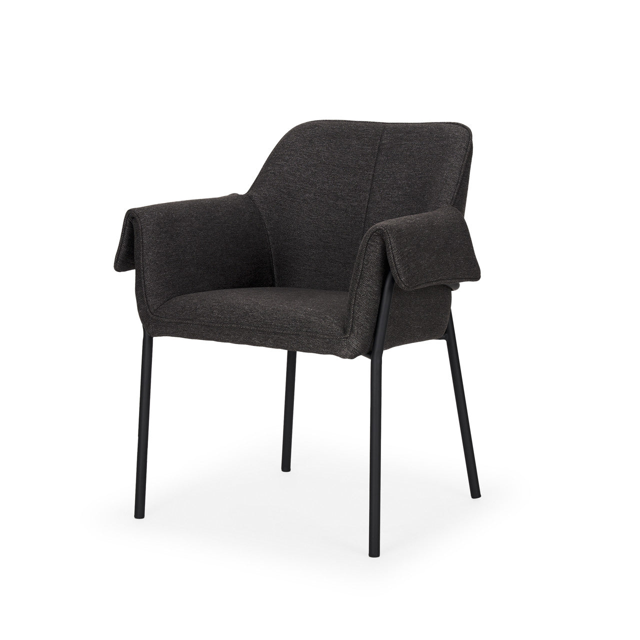 Brently Dining Chair w/ Gray Fabric & Matte Black Metal Legs