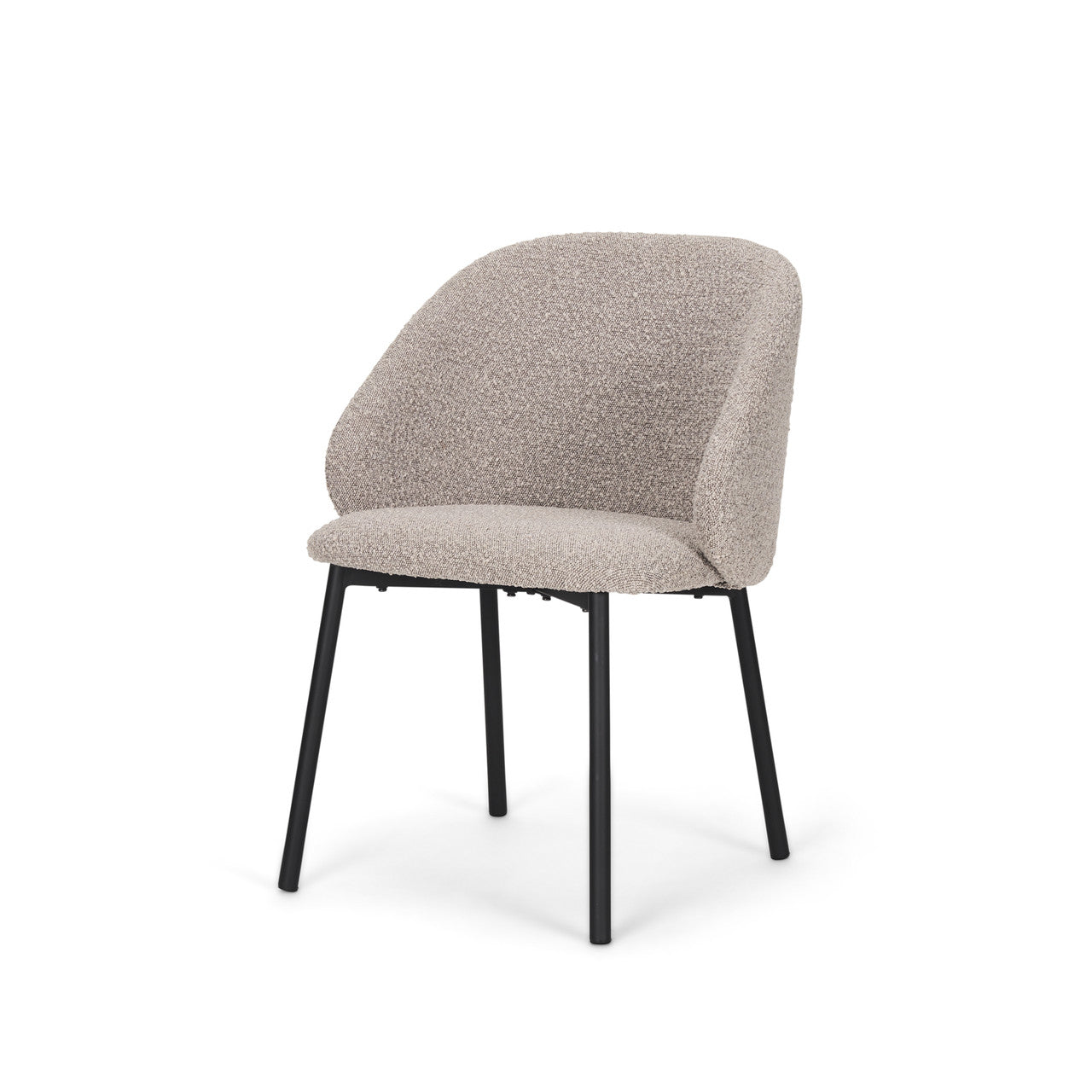 Shannon Dining Chair w/ Taupe Boucle Fabric & Matte Black Metal