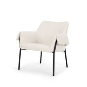 Brently Accent Chair w/ Cream Boucle Fabric & Matte Black Metal Legs