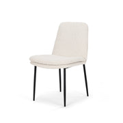 Eve Dining Chair w/ Cream Boucle Fabric & Matte Black Metal