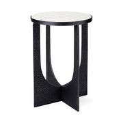 Preston 23"H White Marble Top w/ Matte Black Metal Accent Table