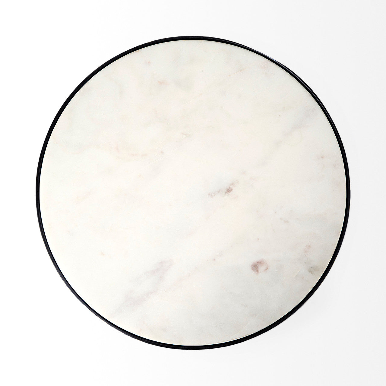Preston 23"H White Marble Top w/ Matte Black Metal Accent Table