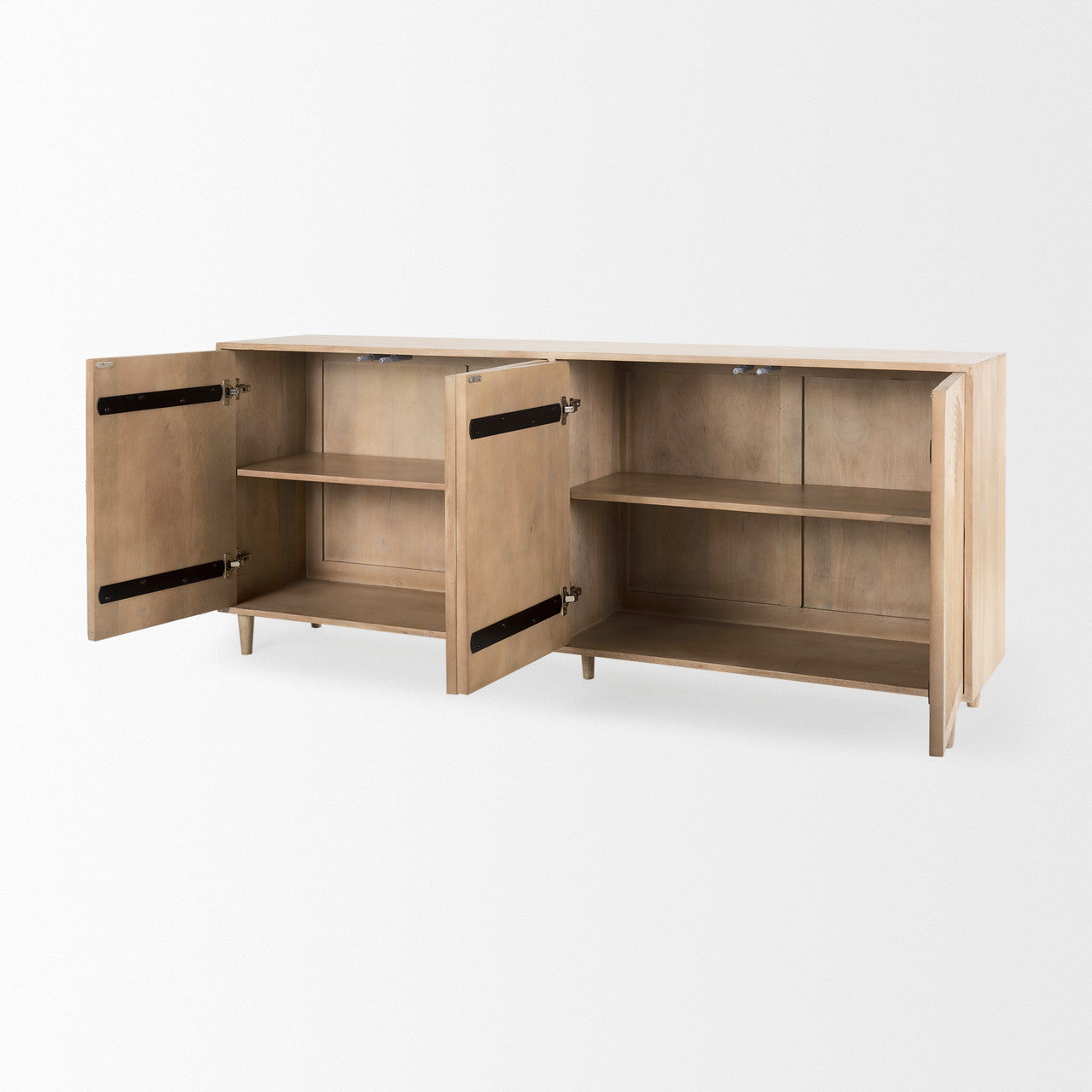 Tucker Light Brown Wood w/ Carved Arch Pattern 4 Door Sideboard