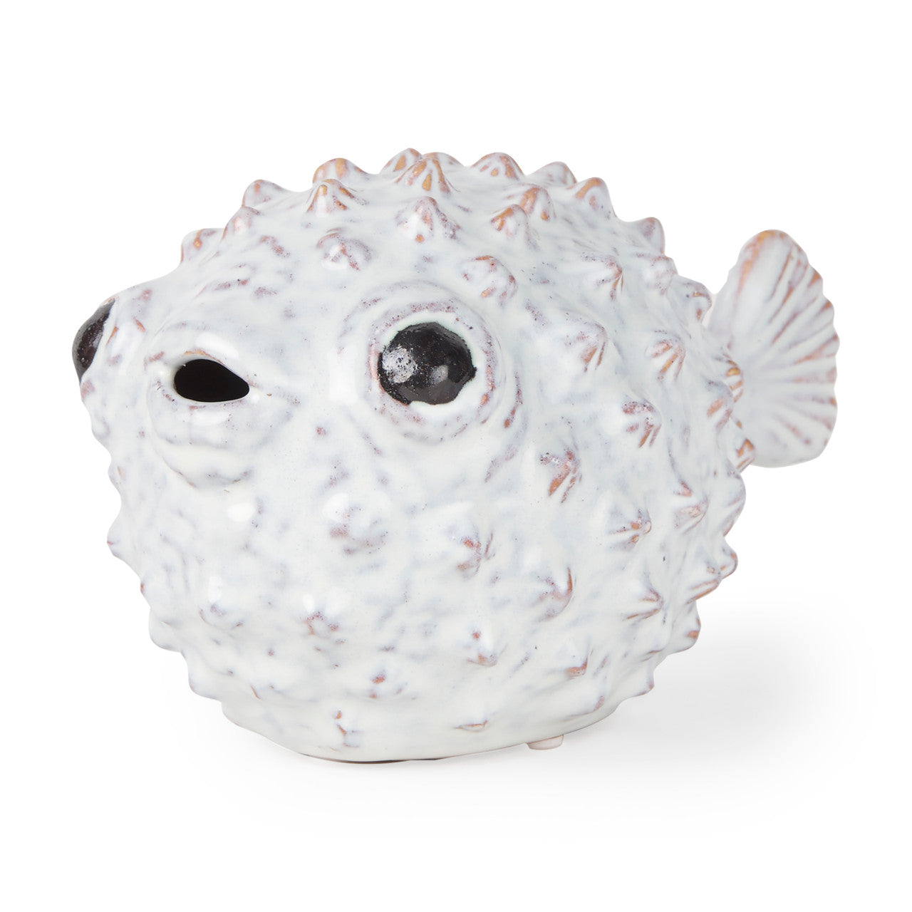 Spike II (Large) 10L x 6W Off-White Ceramic Puffer Fish