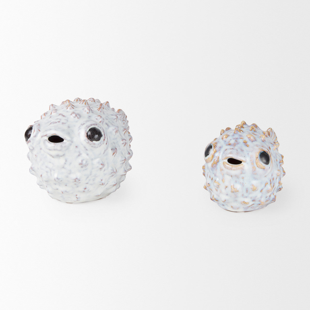 Spike II (Large) 10L x 6W Off-White Ceramic Puffer Fish