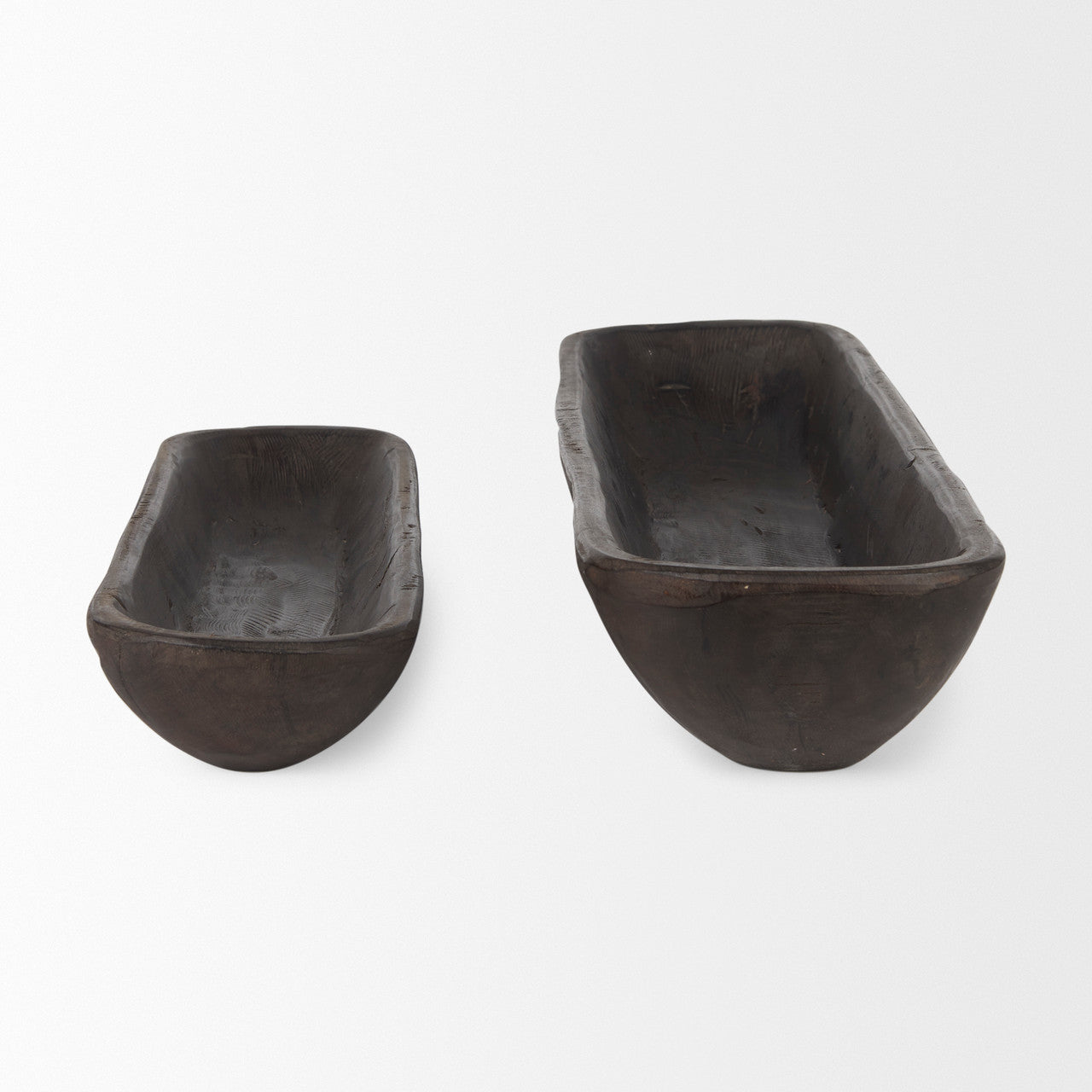 Athena Set of 2 Extra Large Black-Brown Reclaimed Wood Trays