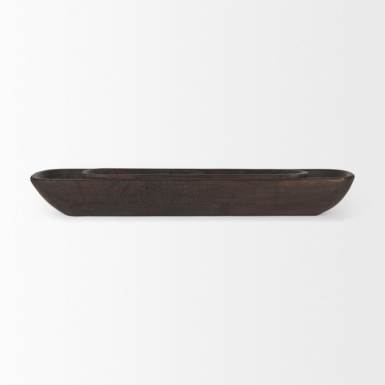 Athena Set of 2 Extra Large Black-Brown Reclaimed Wood Trays