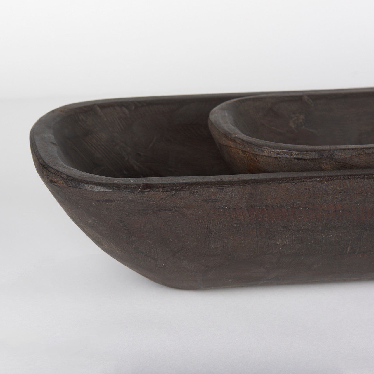 Athena Set of 2 Extra Large Black-Brown Reclaimed Wood Trays
