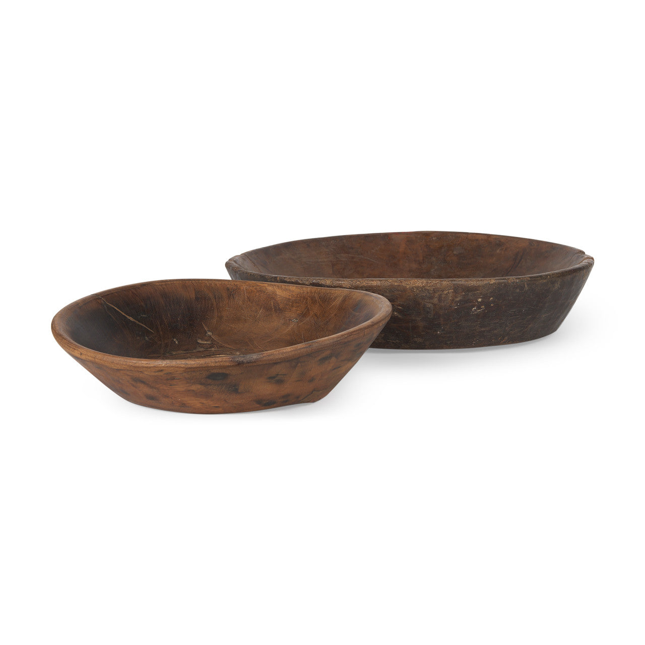 Nikita Set of 2 Large Medium Brown Reclaimed Wood Bowls