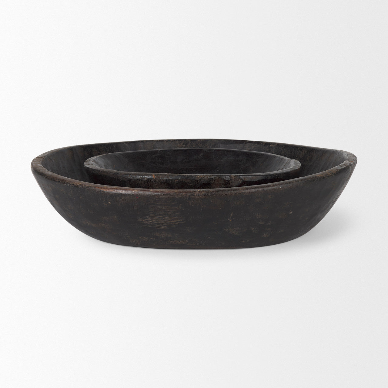 Nikita Set of 2 Large Black-Brown Reclaimed Wood Bowls