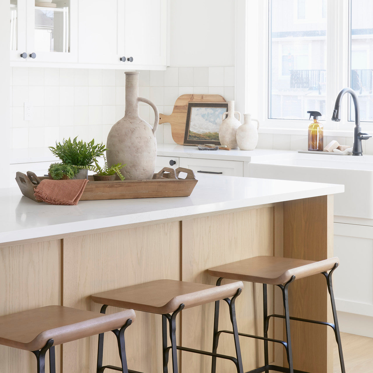 Zenni  5.3L x 5.3W x 9.3H Warm Beige Ceramic Vase