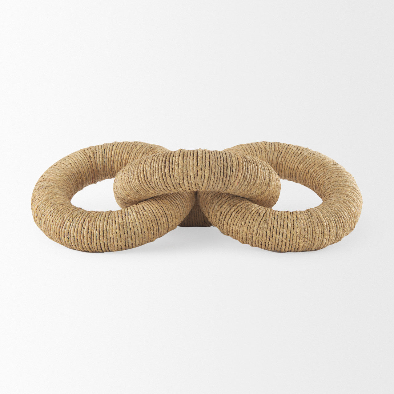 Alize Jute Wrapped Solid Wood Circular Chain Link Decorative Object