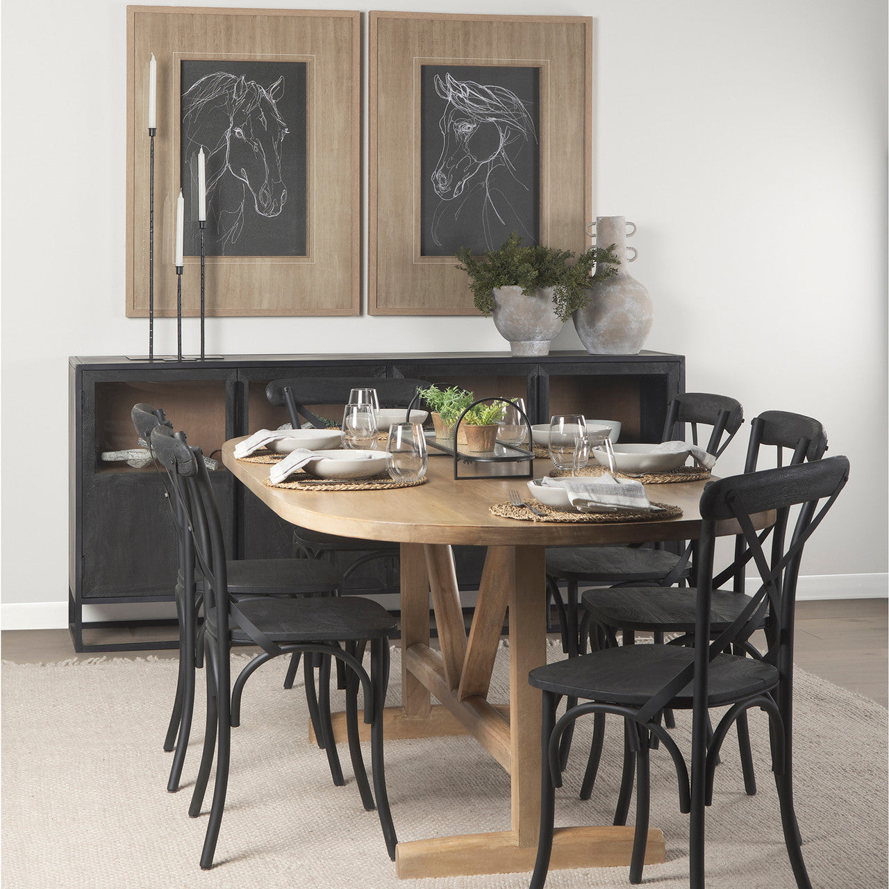 Viktor 94"L Light Brown Solid Wood Dining Table