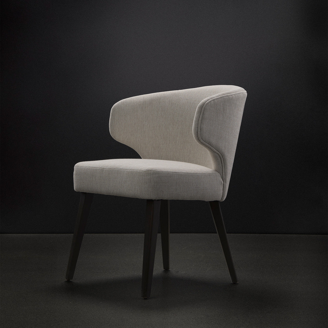Niles 22.5L x 24.0W x 32.0H Cream Fabric Seat W/ Dark Brown Wooden Legs Wingback Dining Chair