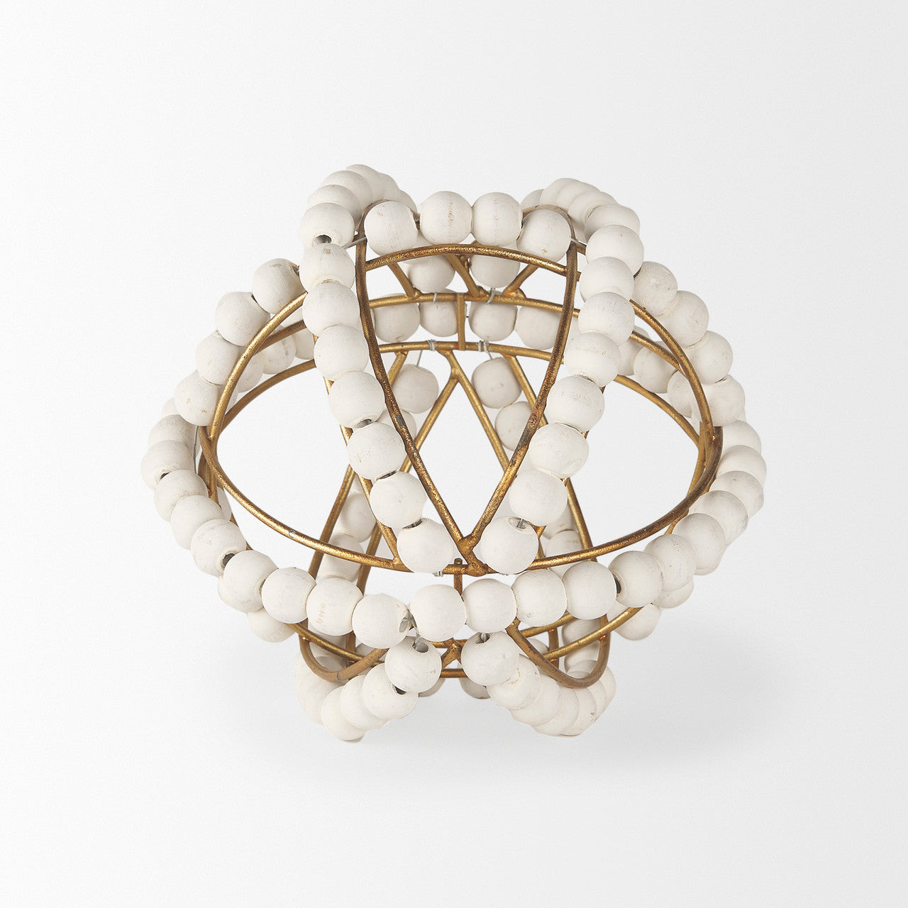 Espanlade I Small 9L x 9W White Wooden Beaded Orb
