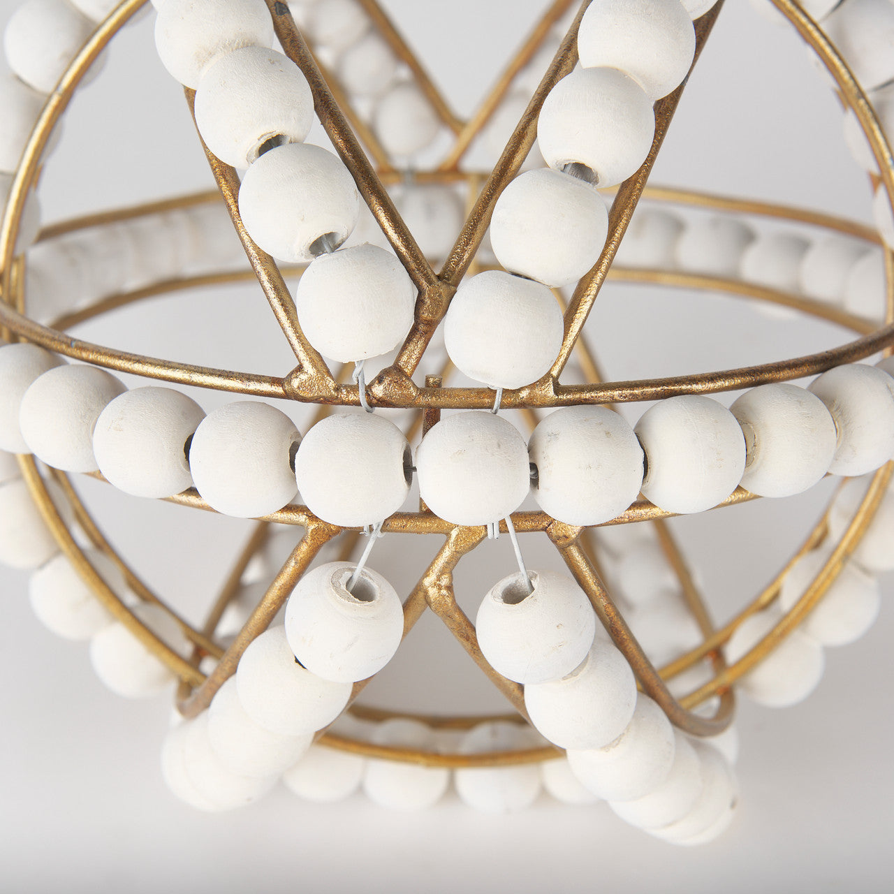 Espanlade I Small 9L x 9W White Wooden Beaded Orb
