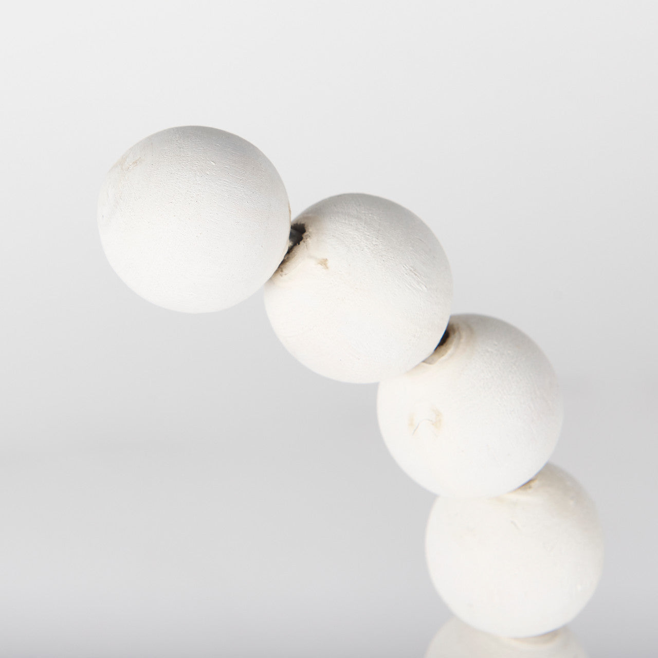 Pontchartrain I (Small) 9L x 5W White Beaded Broken Sphere Decorative Object W/ Gold Base