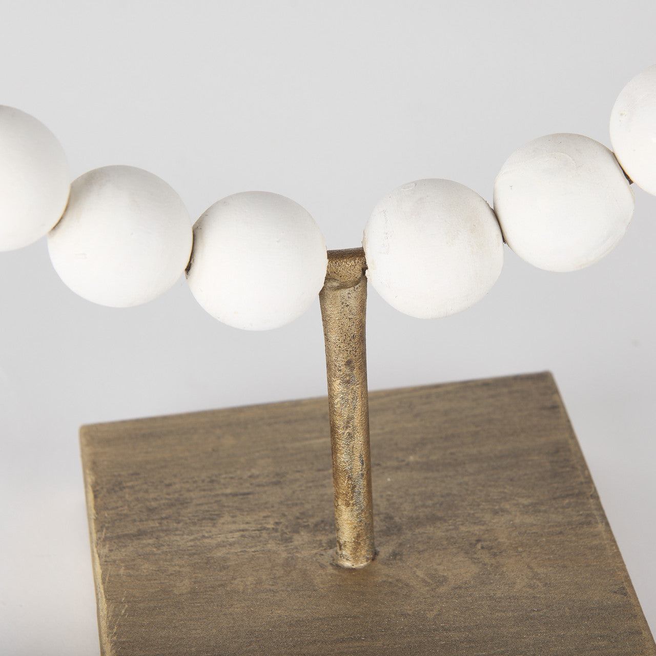 Pontchartrain I (Small) 9L x 5W White Beaded Broken Sphere Decorative Object W/ Gold Base