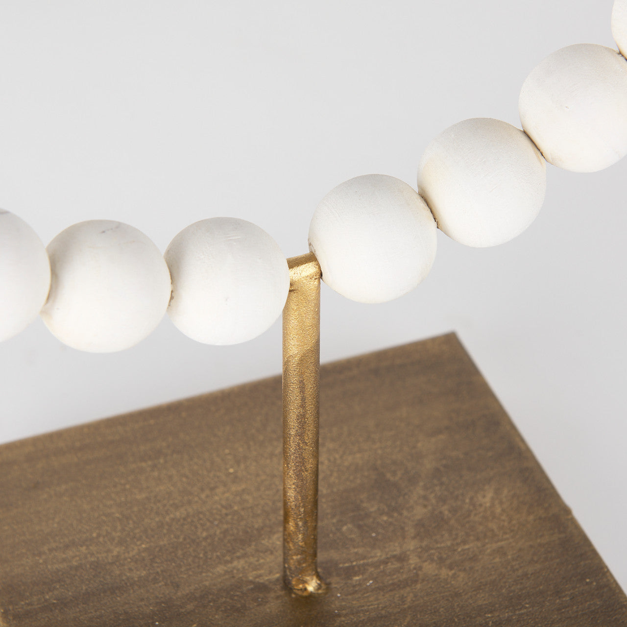 Pontchartrain II (Large) 11L x 6W White Beaded Broken Sphere Decorative Object W/ Gold Base