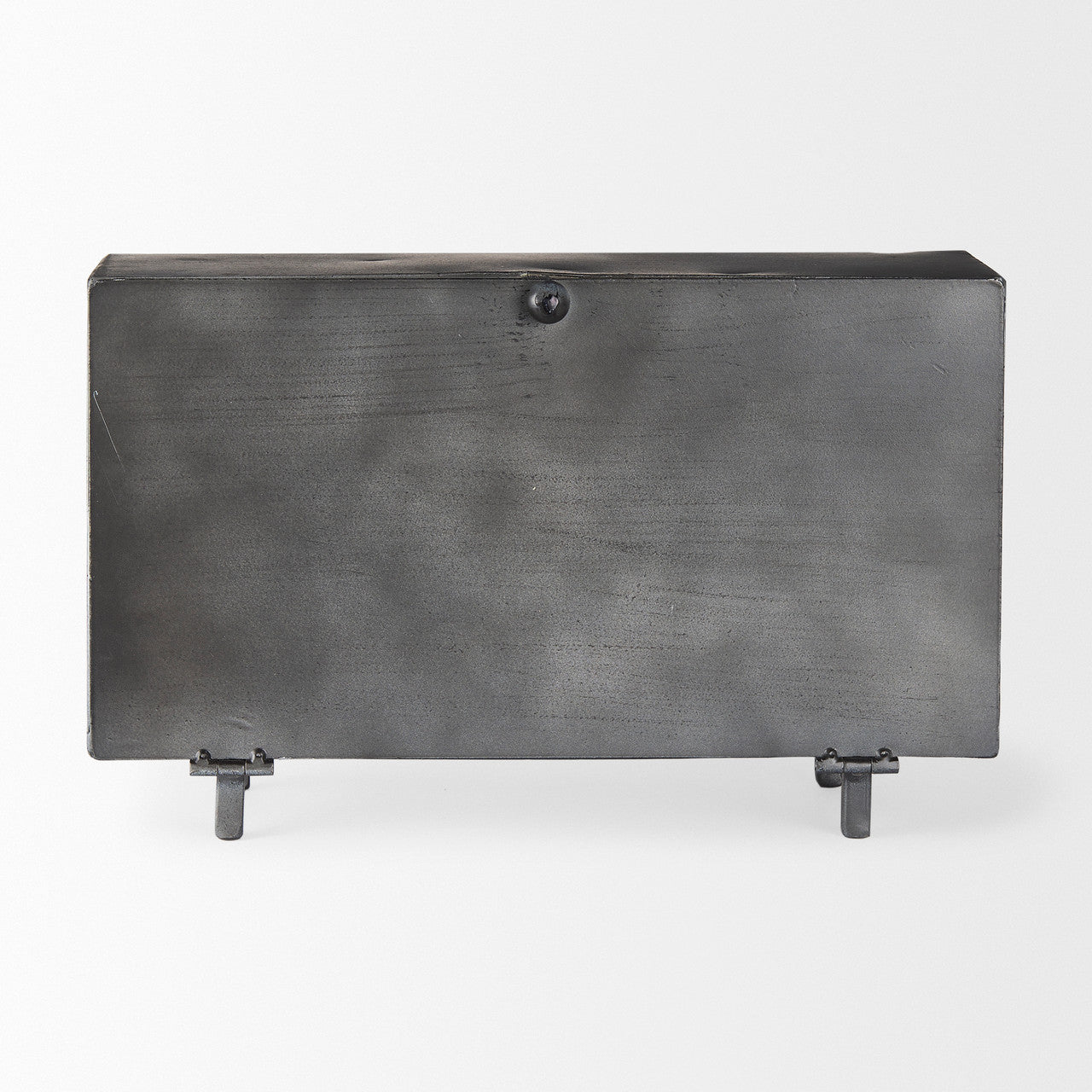 Harvey 13.0L x 4.5W x 8.1H Black Metal and Wood Rectangular Table Clock