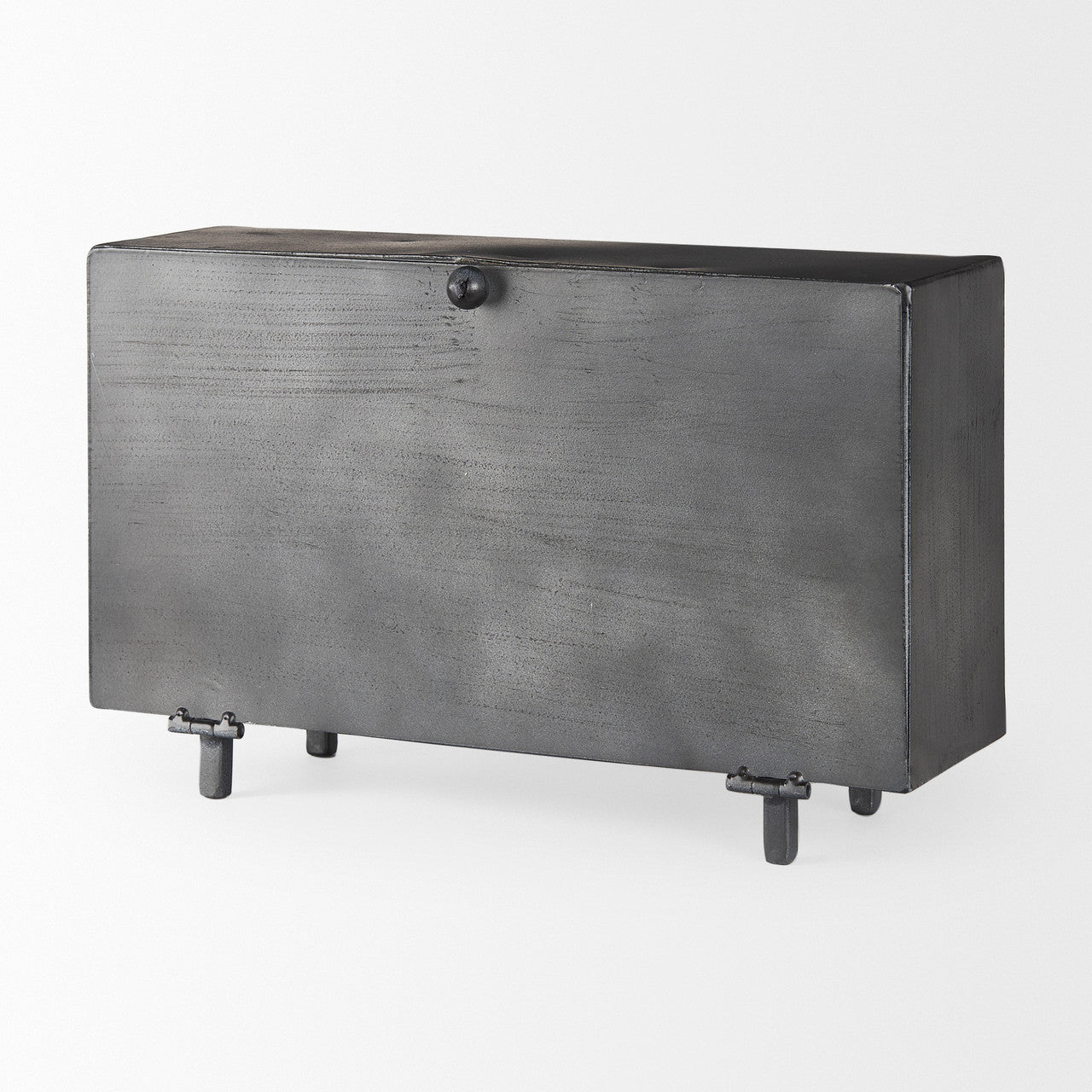 Harvey 13.0L x 4.5W x 8.1H Black Metal and Wood Rectangular Table Clock