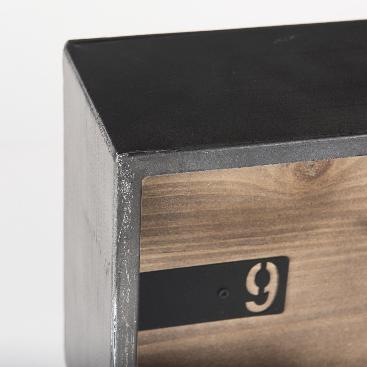 Harvey 13.0L x 4.5W x 8.1H Black Metal and Wood Rectangular Table Clock