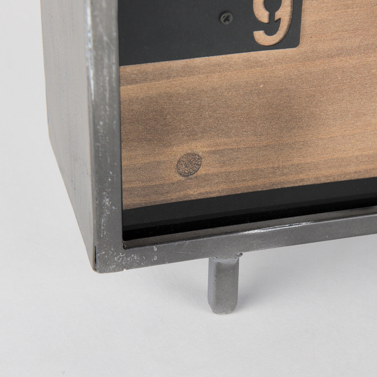 Harvey 13.0L x 4.5W x 8.1H Black Metal and Wood Rectangular Table Clock