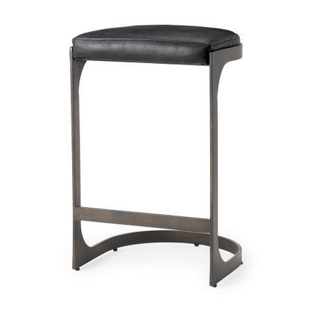 Tyson Black Leather W/ Metal Frame Counter Stool