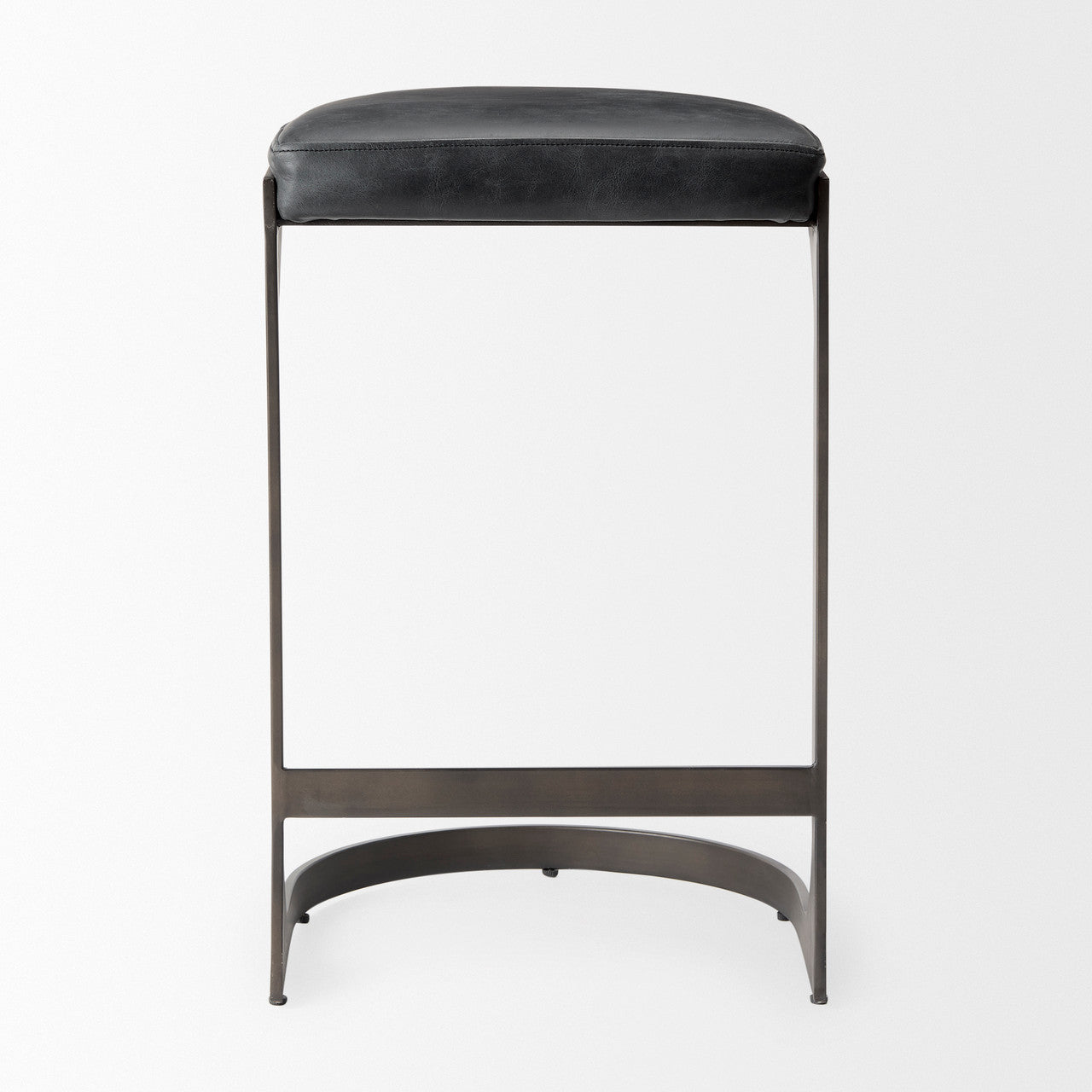 Tyson 17L x 18W x 28H Black Leather W/ Metal Frame Counter Stool