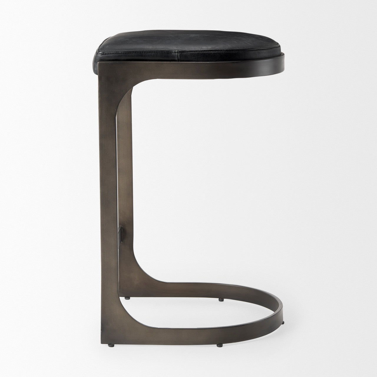 Tyson 17L x 18W x 28H Black Leather W/ Metal Frame Counter Stool