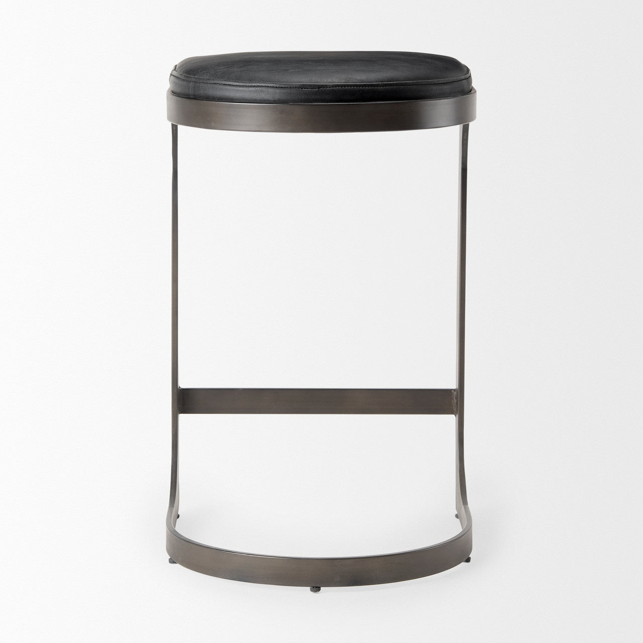 Tyson 17L x 18W x 28H Black Leather W/ Metal Frame Counter Stool