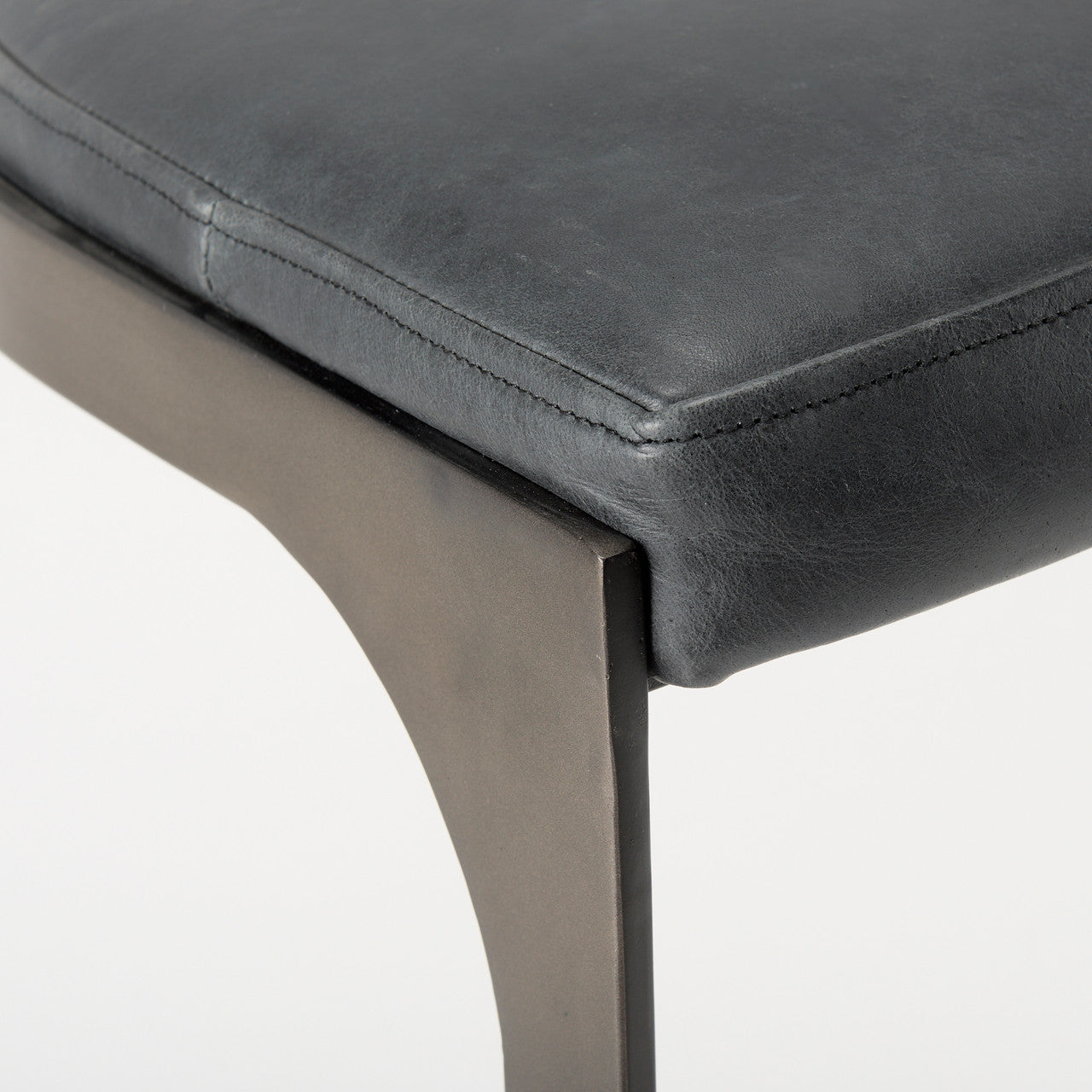Tyson 17L x 18W x 28H Black Leather W/ Metal Frame Counter Stool