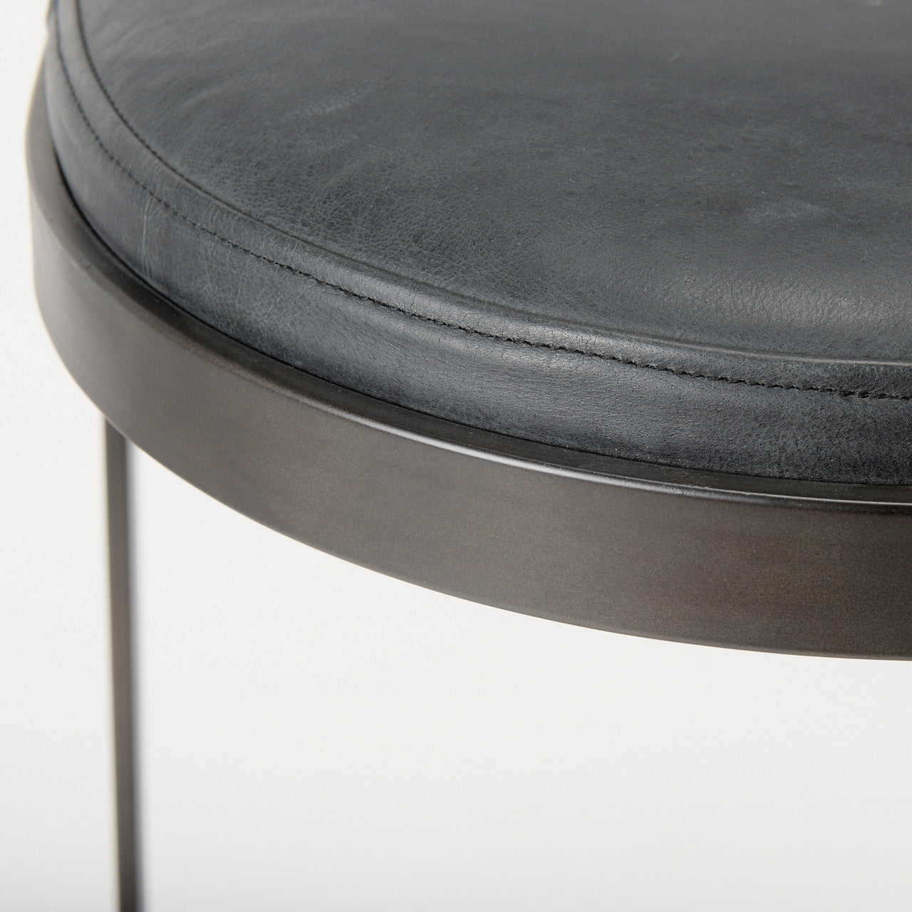Tyson 17L x 18W x 28H Black Leather W/ Metal Frame Counter Stool