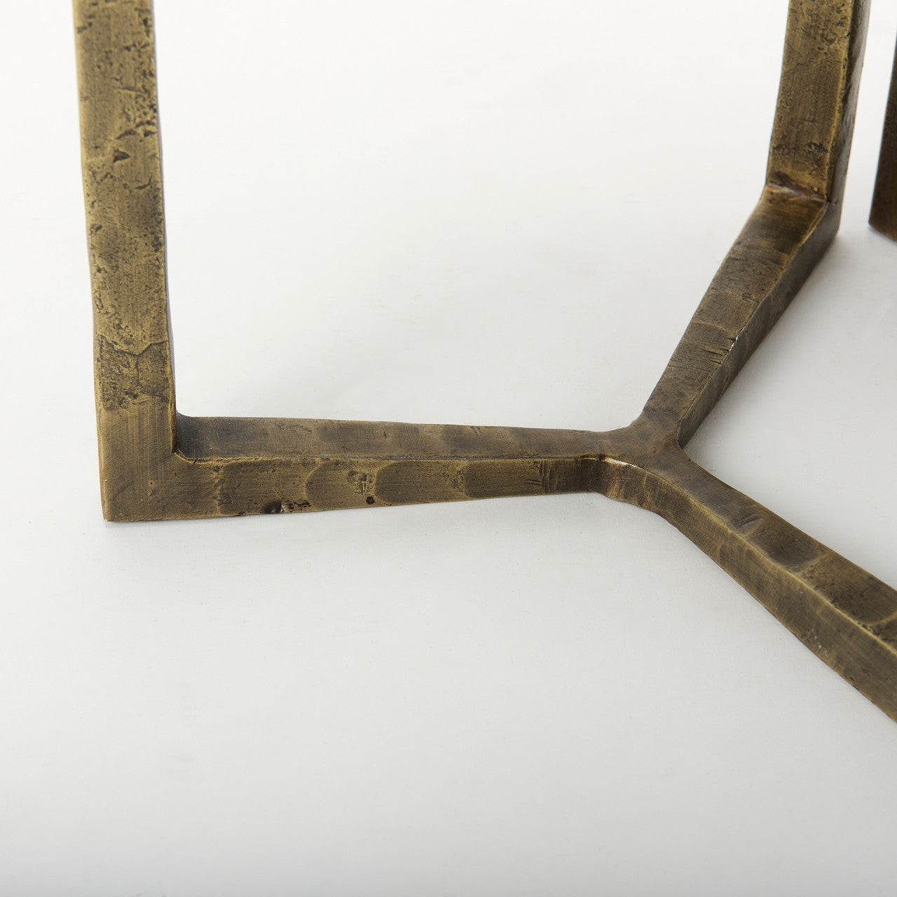 Atticus Black Wood and Antiqued Gold Metal Nesting Accent Tables (Set of 2)