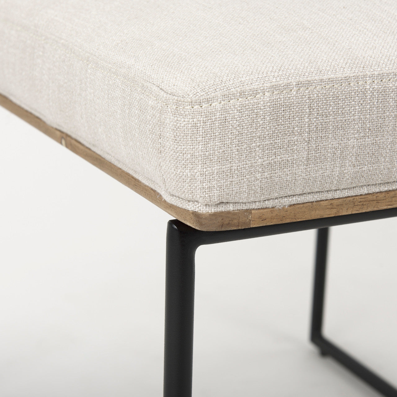Stamford Beige Upholstered Seat w/ Wood Back, Black Metal Frame Dining Chair