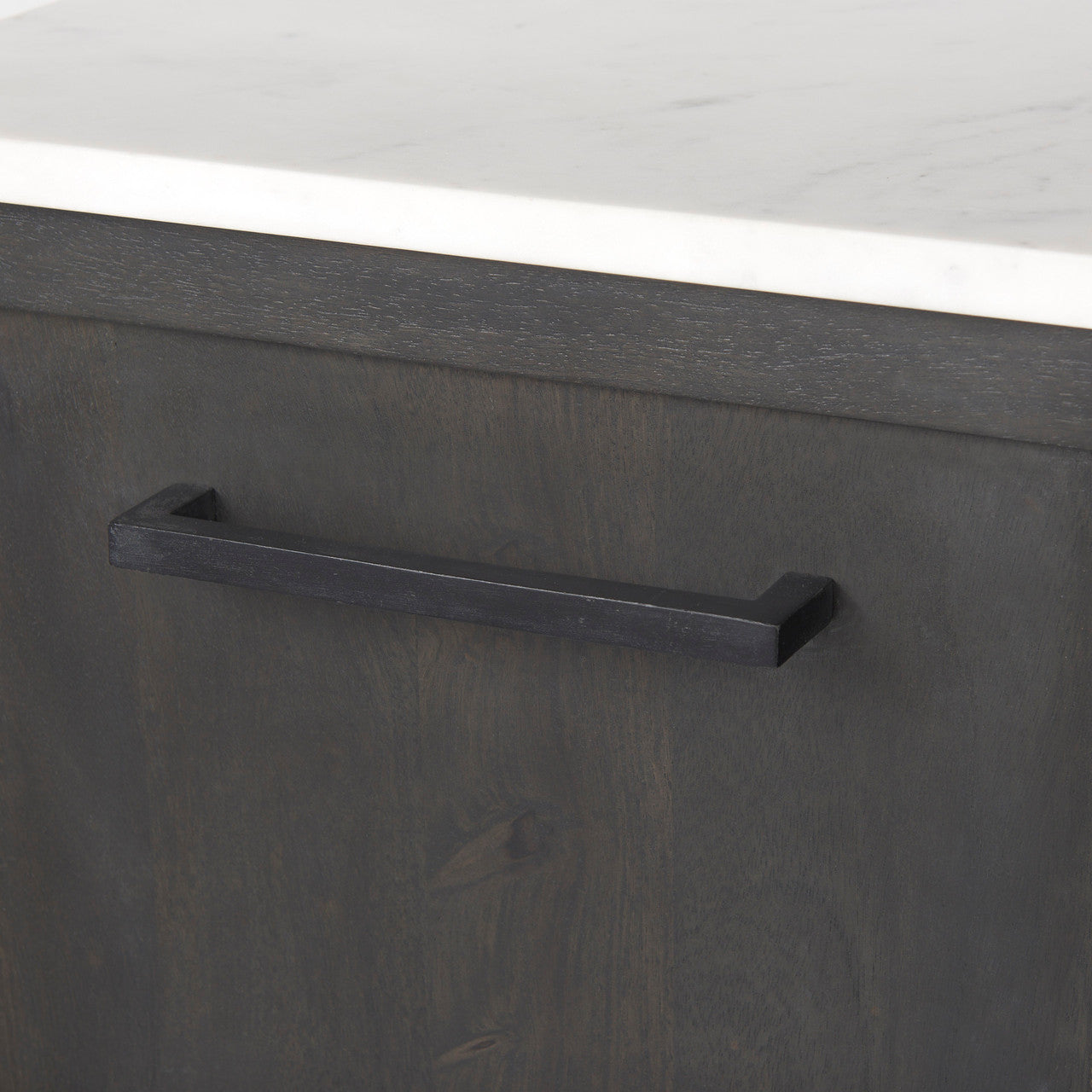 Divina Black-Brown Wood w/ White Marble Top and Black Metal Base Sideboard