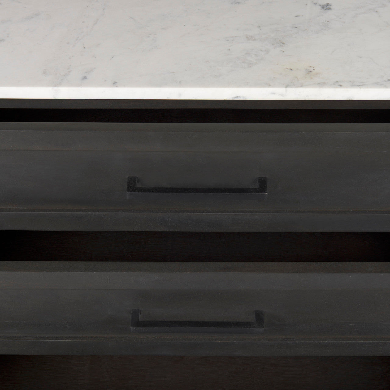 Divina Black-Brown Wood w/ White Marble Top and Black Metal Base Sideboard