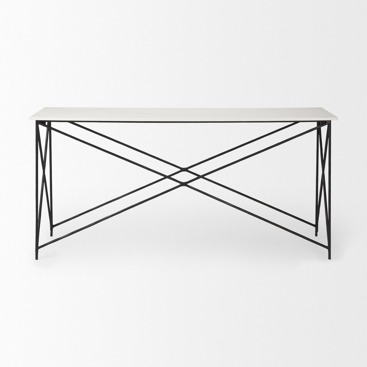 Lorlei Marble Top w/ Gray Iron Base Console Table