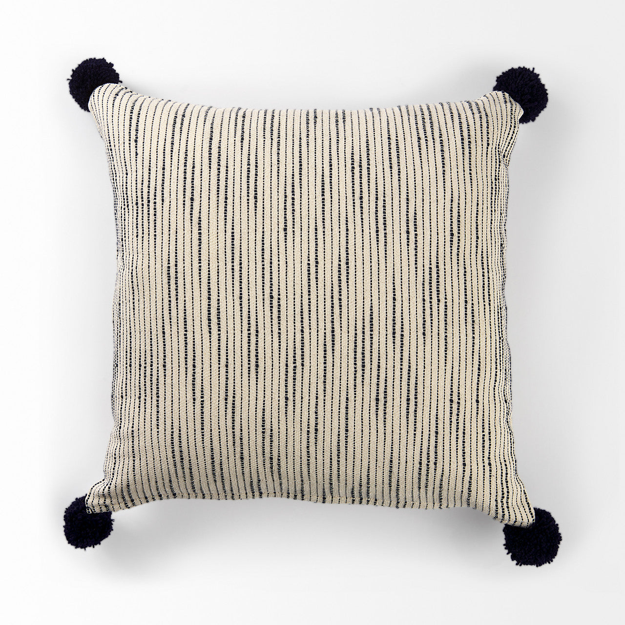 Krystal 18 x 18 Cream/Black Pom Pom Decorative Pillow Cover