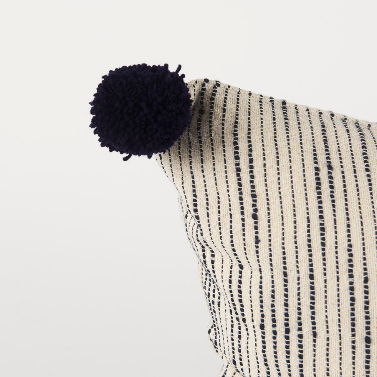 Krystal 18 x 18 Cream/Black Pom Pom Decorative Pillow Cover