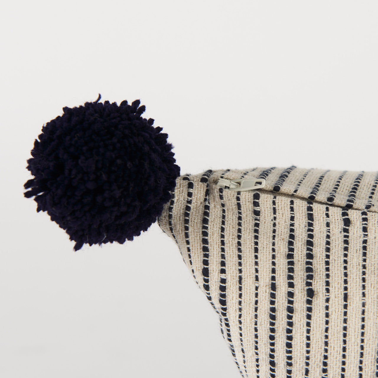 Krystal 18 x 18 Cream/Black Pom Pom Decorative Pillow Cover