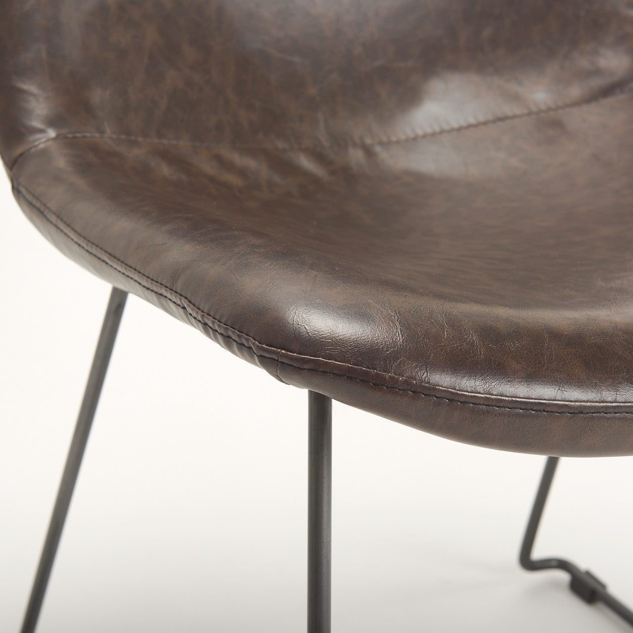Sawyer I Dark Brown Faux-Leather Seat Black Iron Frame Dining Chair