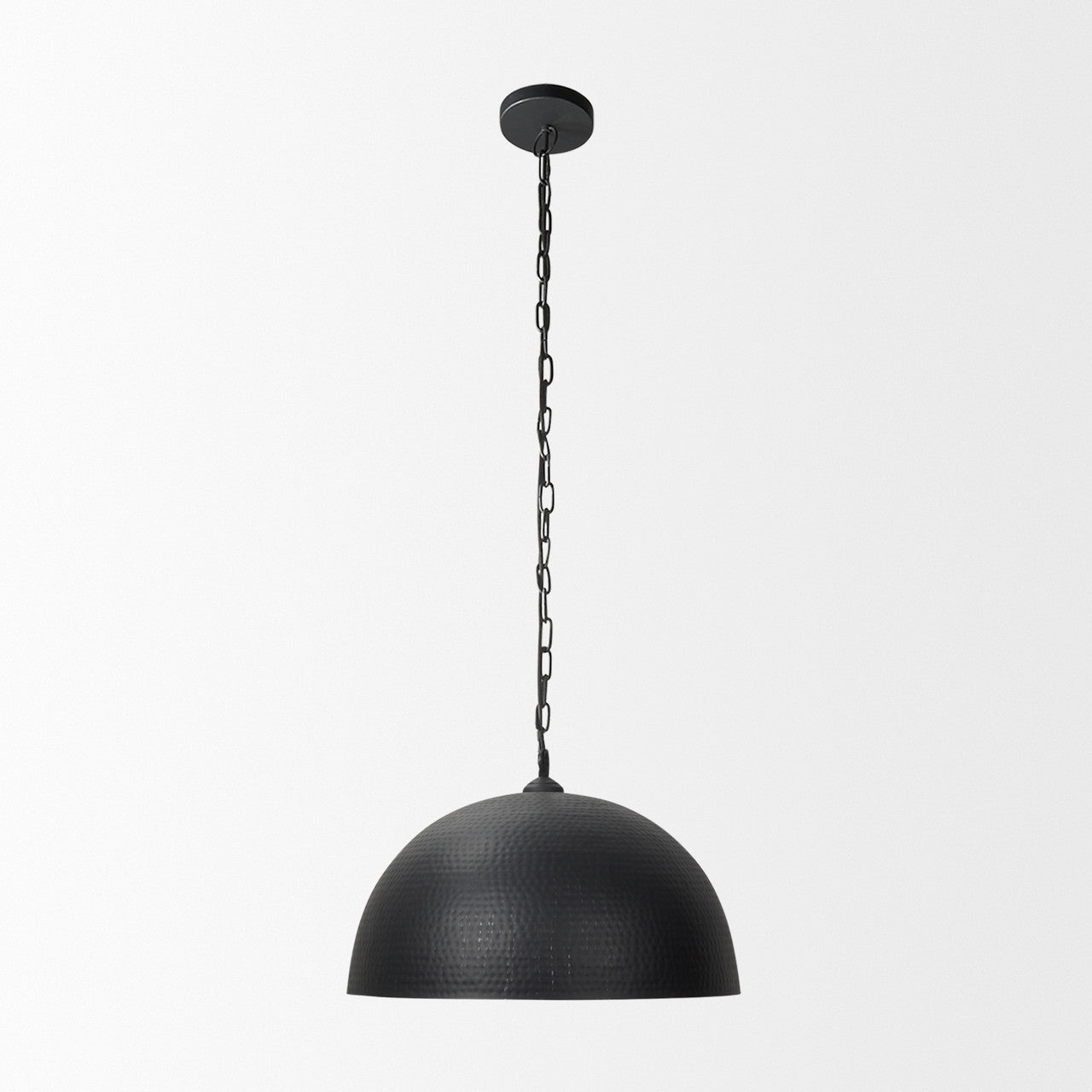 Karina 24" Round Matte Black Hammered Metal Dome Pendant Light