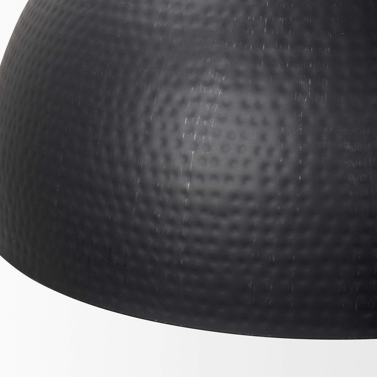 Karina 24" Round Matte Black Hammered Metal Dome Pendant Light