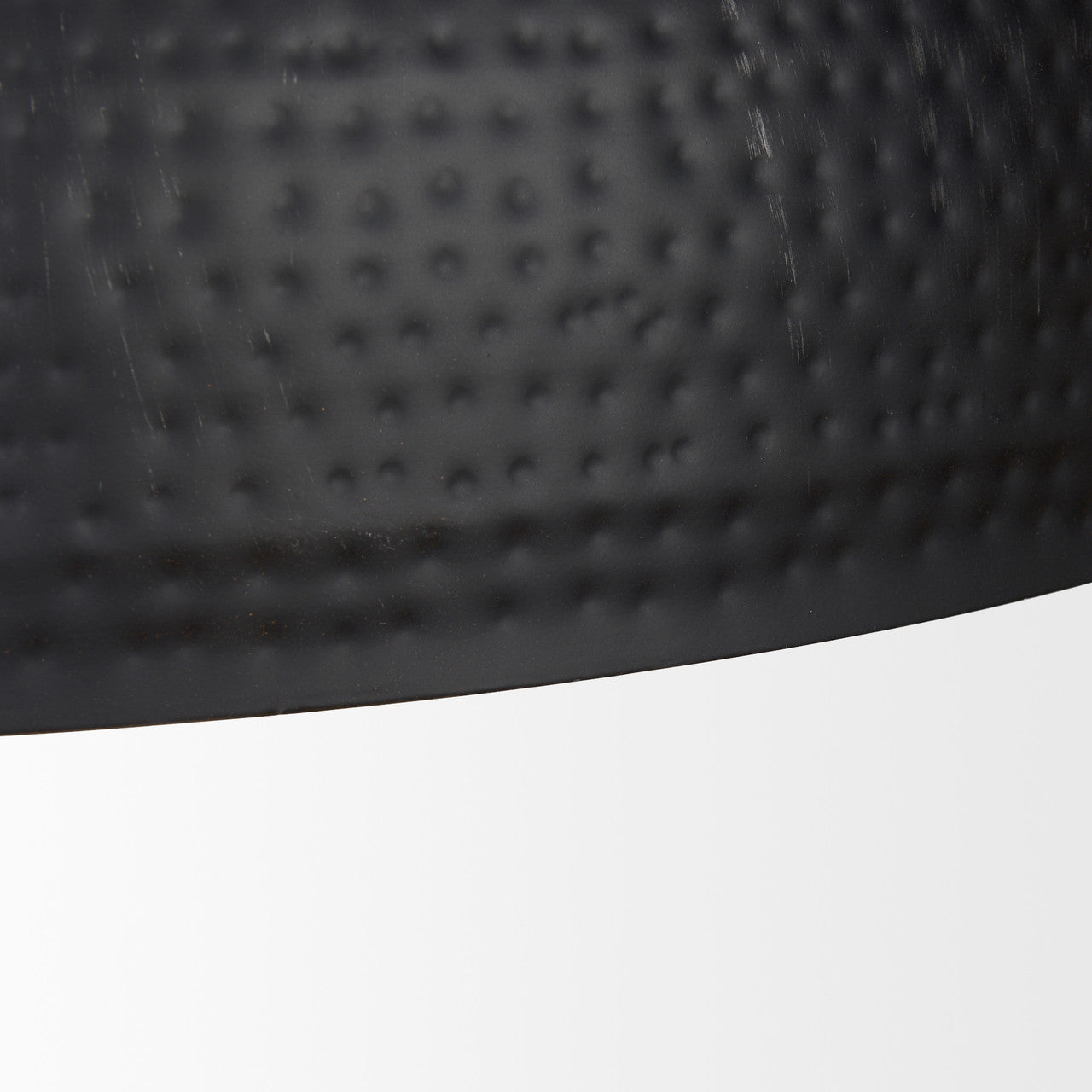 Karina 36" Round Matte Black Hammered Metal Dome Pendant Light